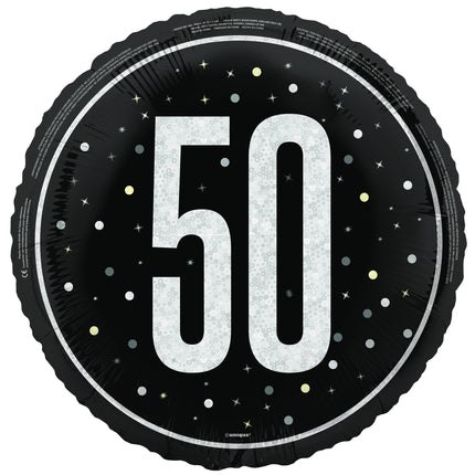 50 år Heliumballong Svart Vit Tom 45cm