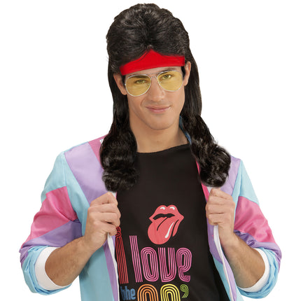 Röda svettband med peruk