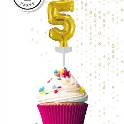 Guld Tårtöverdrag 5 år Folieballong 12,5 cm