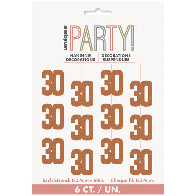 30 års hängande dekoration roséguld 1,52 m