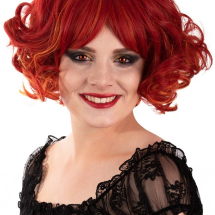 Peruk Arlene Kort med lockar Röd Orange
