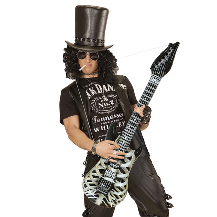 Uppblåsbar gitarr i svart och vitt