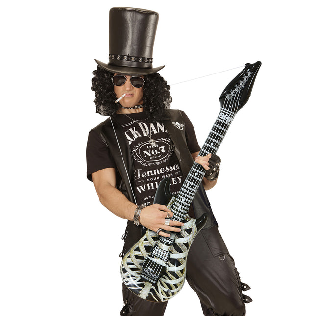 Uppblåsbar gitarr i svart och vitt