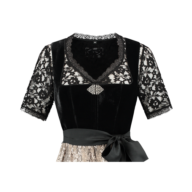 Svart Dirndlklänning Oktoberfest Damer Sammet