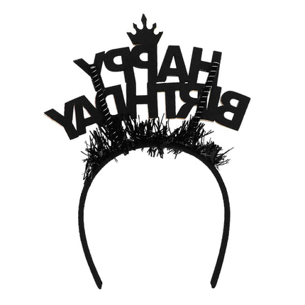 Pannband Happy Birthday Guld/Svart