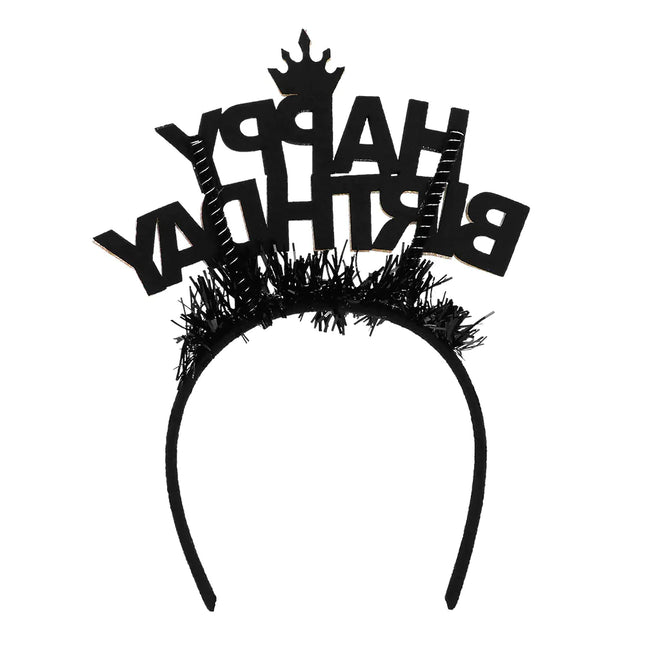 Pannband Happy Birthday Guld/Svart