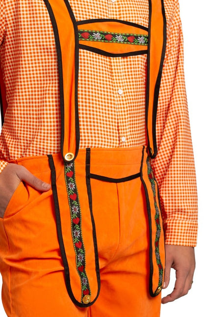 Orange Lederhosen Johann Lang för män