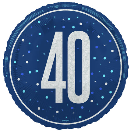 40 år Heliumballong Blå Tom 45cm