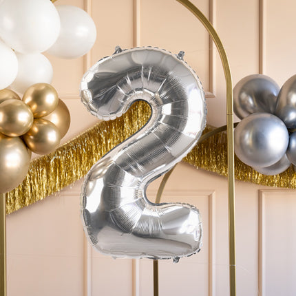2 års figurballong silver tom 72 cm
