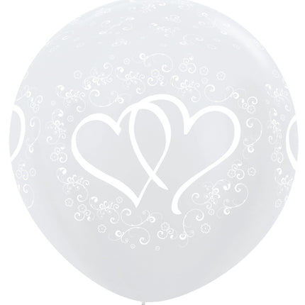 Ballonger Entwinted Hearts Pärlvit 91cm 2st