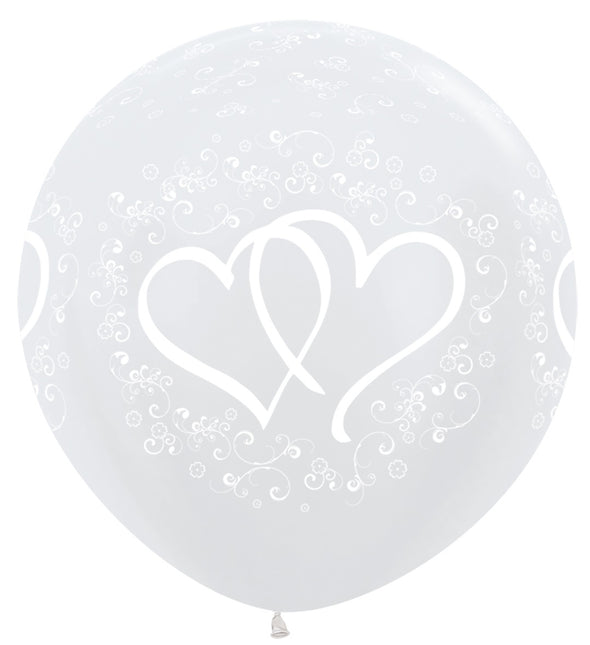 Ballonger Entwinted Hearts Pärlvit 91cm 2st