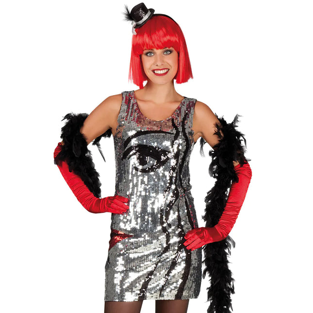 Face Paillettes Klänning Damer