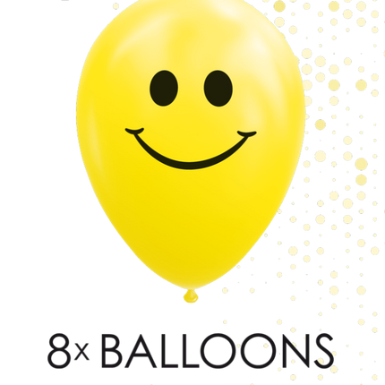 Gula ballonger Smiley 30,5cm 8st