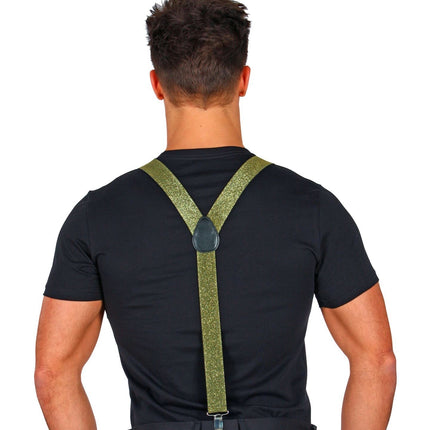 Svarta guld hängslen Glitter