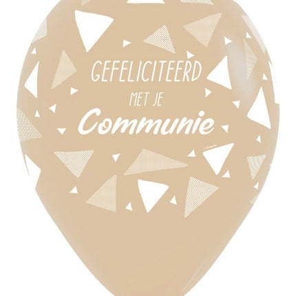 Ballonger Grattis till kommunionen Trianglar Vit Sand 30cm 25st