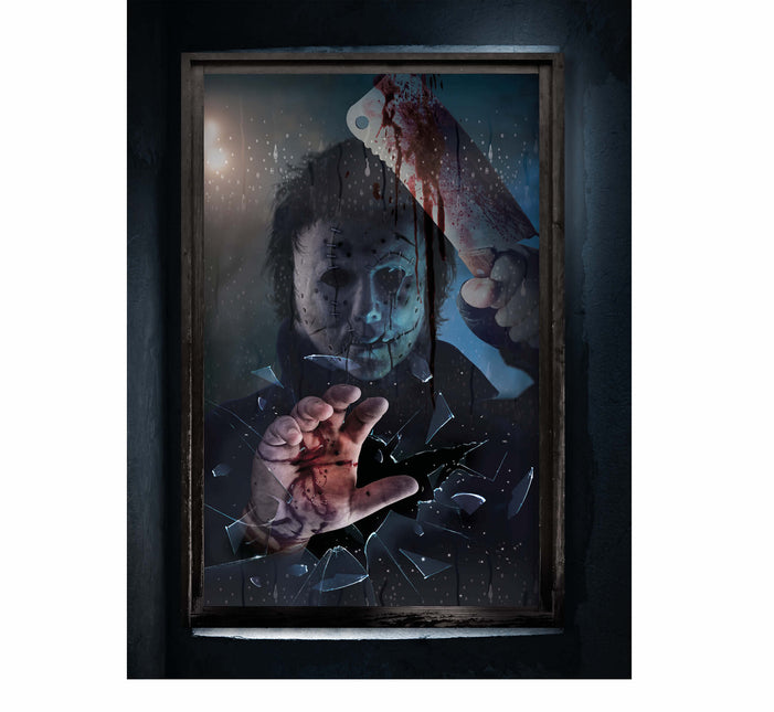 Halloween Dörraffisch Yxa 120cm x 80cm