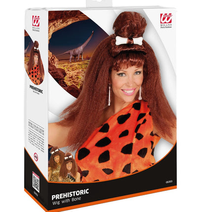 Caveman med brun peruk