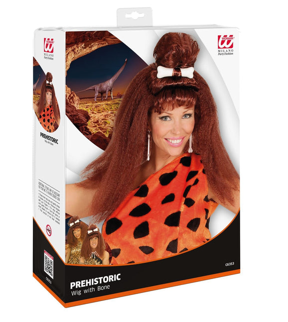 Caveman med brun peruk