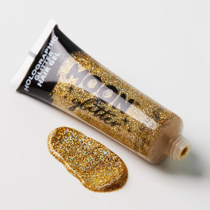 Moon Glitter Holografisk Glitter Hårgel Guld 20ml