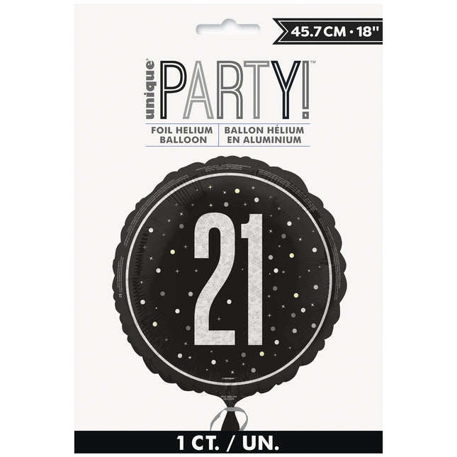 21 år Heliumballong Svart Tom 45cm