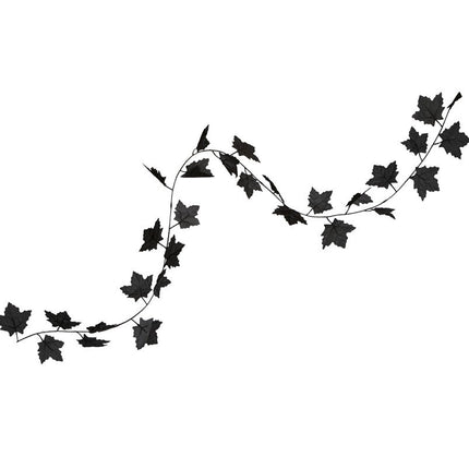 Halloween Svart bladgirlang 1,8m