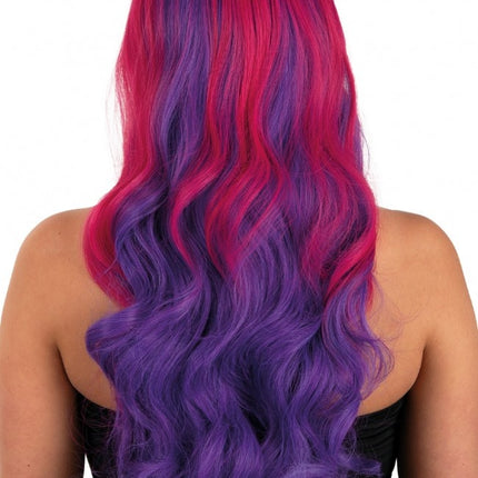 Peruk Selena Lång med lockar Rosa till Lila