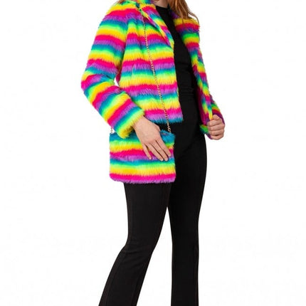 Handväska plysch regnbåge randig