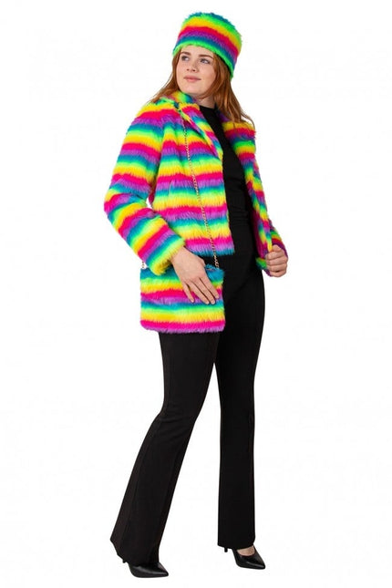 Handväska plysch regnbåge randig