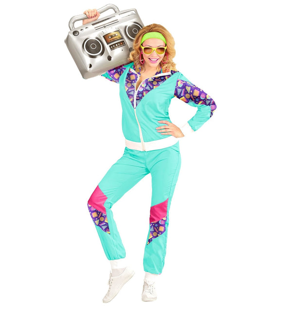 Neon 80S Träningsoverall Faulty Ljusblå