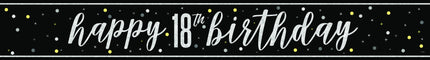 Happy Birthday-banner svart 18 år 2,74 m