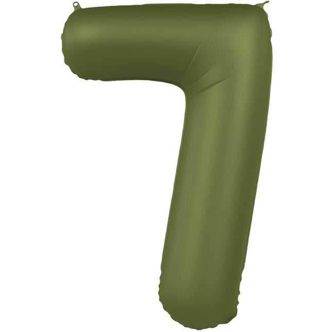 7 års figurballong grön matt 86 cm