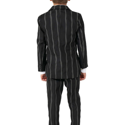 Kritstrecksrandig svart kostym pojke <tc>Suitmeister</tc>