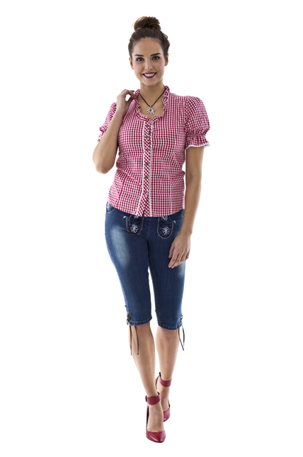 Röd vit blus dam rutig