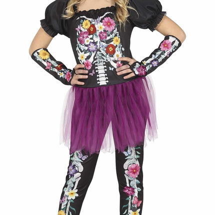 Dia De Los Muertos Kostym Flicka