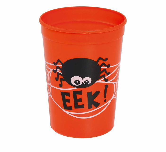 Orange Halloween-mugg Spindel 11cm