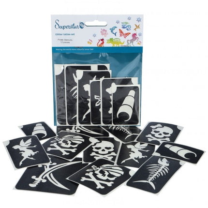 Svart Tatueringsstencil Pirat 12st