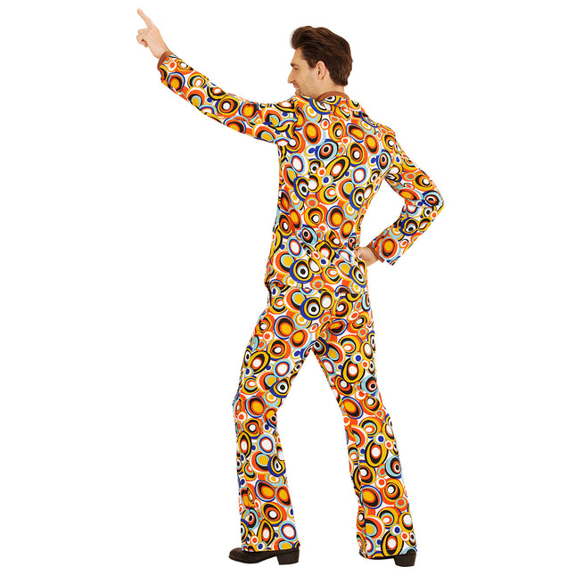 Disco 70S Kostym Färgade Män Cirklar