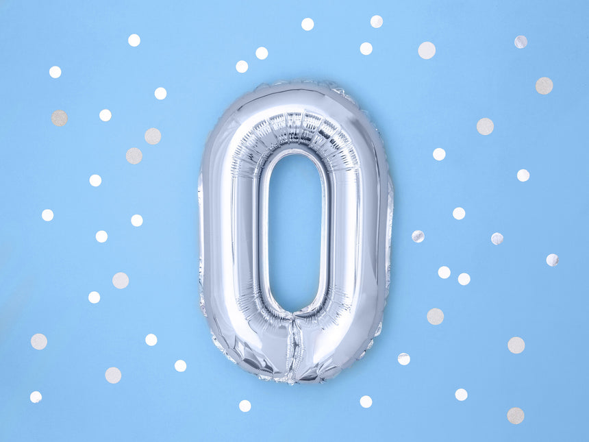 0 År Figur Ballong Silver 35cm