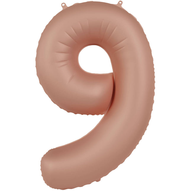 9 års figurballong Rose Gold Matt 86cm