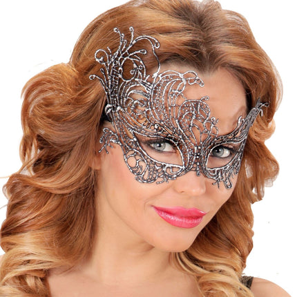 Silver ögonmask spets