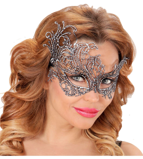 Silver ögonmask spets