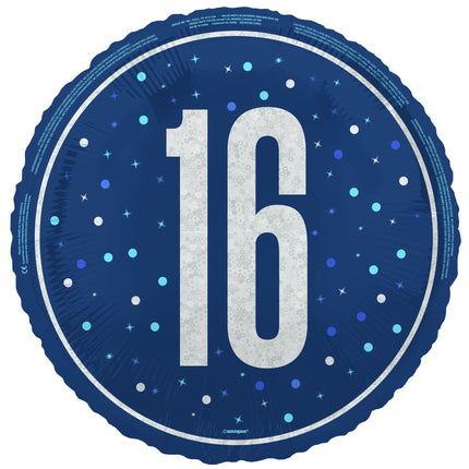 16 år Heliumballong blå tom 45 cm