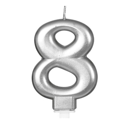 Silverljus 8 år metalliskt 8cm