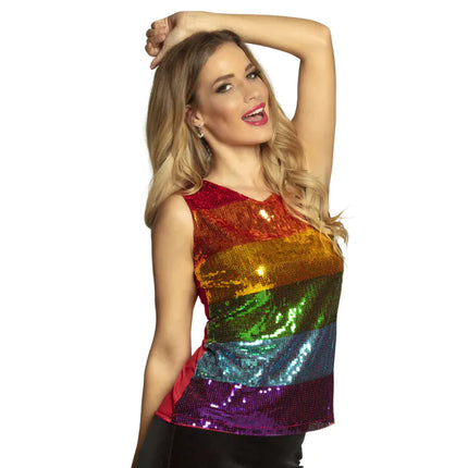 Rainbow Flapper Top Paljetter