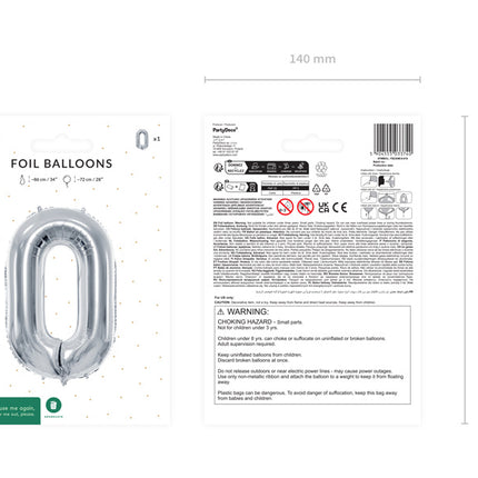 0 Årstal Ballong Silver Tom 72cm