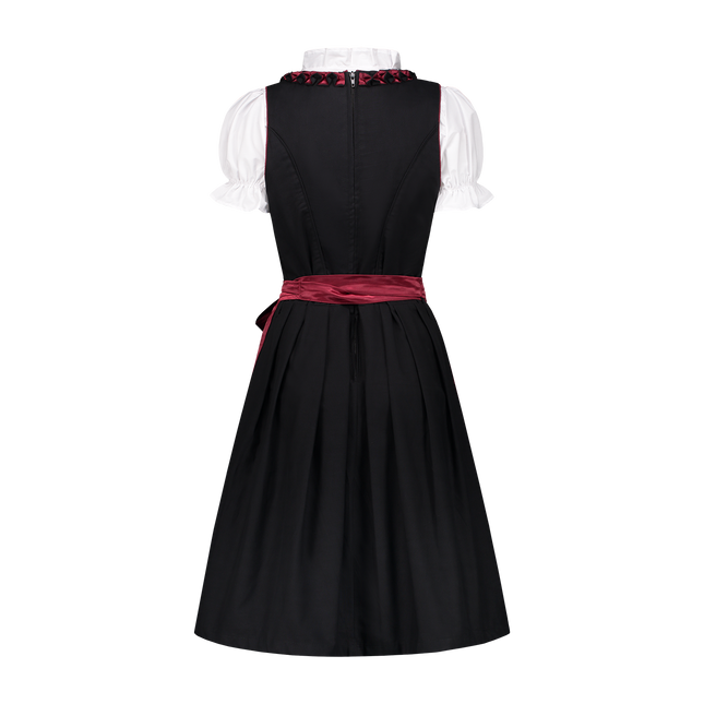 Svart Röd Dirndl Klänning Oktoberfest Damer Bordeaux