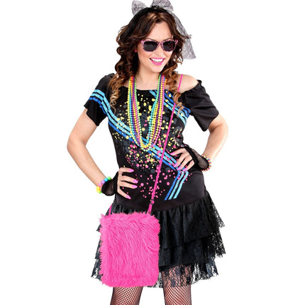 Neonrosa axelremsväska