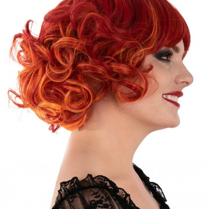 Peruk Arlene Kort med lockar Röd Orange