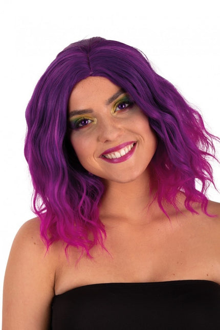 Peruk Alicia Halv Lång Med Våg Lila till Rosa