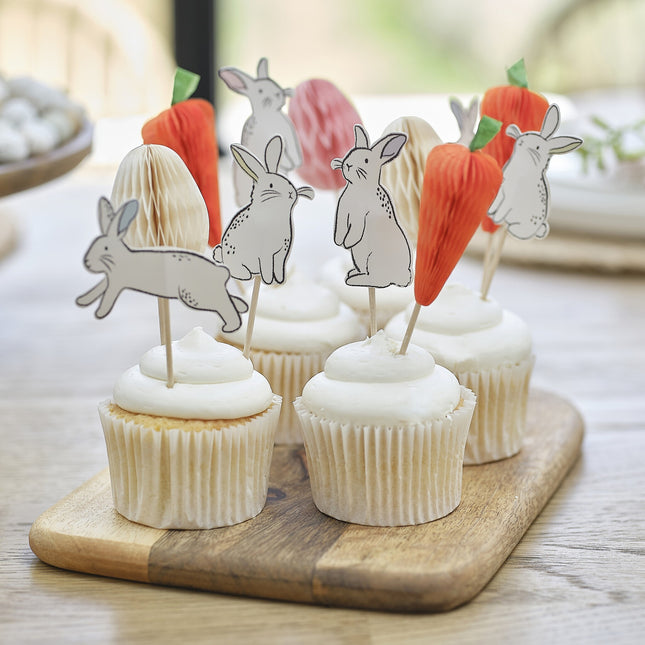 Påsk Cupcake Toppers Färgade 12st